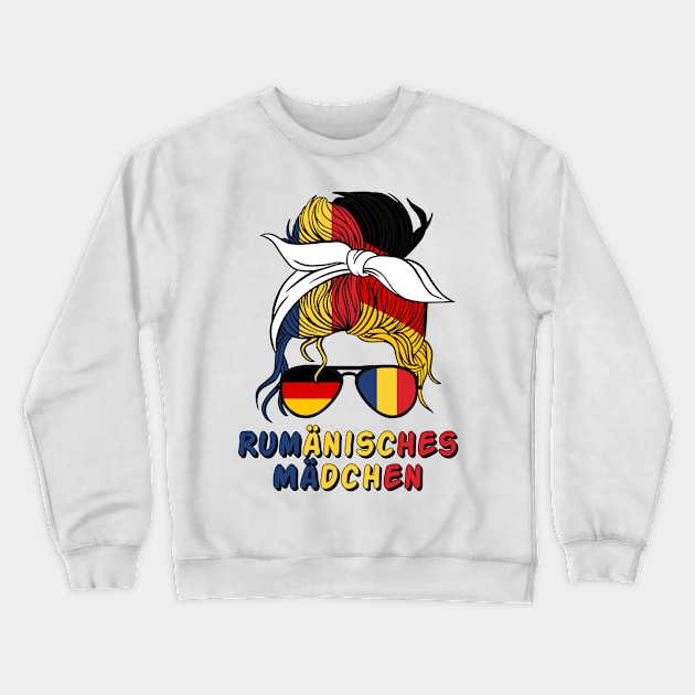 Half German Half Romanian Girl Germany Romania Crewneck Sweatshirt by qwertydesigns